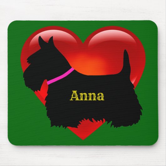 Scottish Terrier Black Silhouette Schottland grün Mousepad (Vorne)