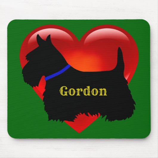 Scottish Terrier Black Silhouette Schottland grün Mousepad (Vorne)