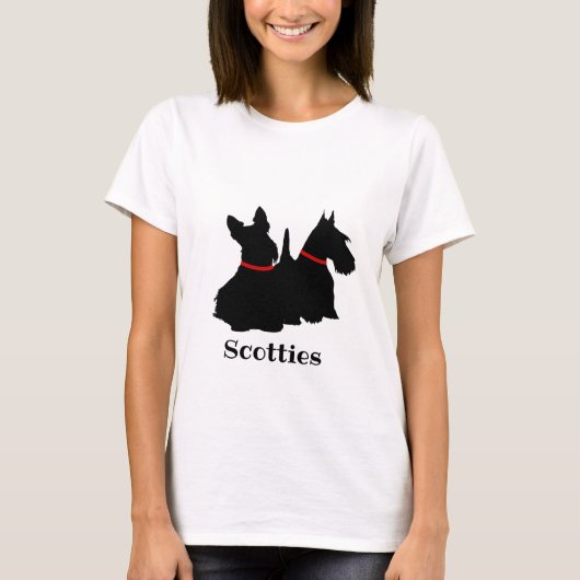 Scottish Terrier Black Sitting/stehende Silhouette T-Shirt (Vorderseite)