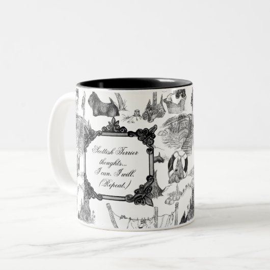 SCOTTISH Terrier Black Toile mit/Anpassung Zweifarbige Tasse (Vorderseite Links)