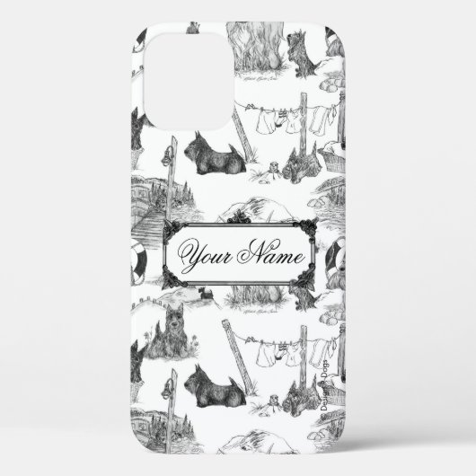 SCOTTISH Terrier Black Toile mit Individuelle Name Case-Mate iPhone Hülle (Rückseite)