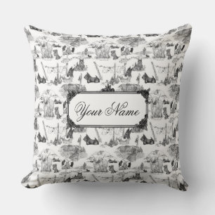 SCOTTISH Terrier Black Toile mit Individuelle Name Kissen