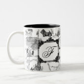SCOTTISH Terrier Black Toile mit Monogramm Zweifarbige Tasse (Links)