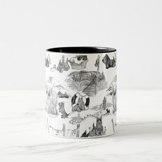SCOTTISH Terrier Black Toile Zweifarbige Tasse (Mittel)
