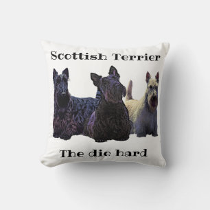 Scottish Terrier Black/Wheal, tiefrot kariert Kissen