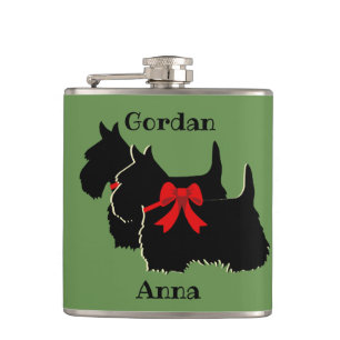 Scottish Terrier Black/White Silhouette/Bezeichnun Flachmann