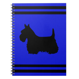 Scottish Terrier Black/White Silhouette blue/name Notizblock
