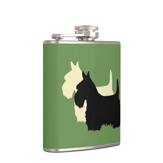Scottish Terrier Black/White Silhouette Flachmann (Rechts)