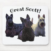 Scottish Terrier Black/White Trio, Great Scott! Mousepad (Vorne)