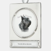 Scottish Terrier (blk) Mama 2 Banner-Ornament Silber (Links)