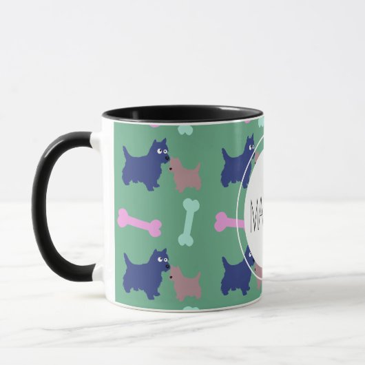 Scottish Terrier Bones Monogram Name Combo Tasse (Links)