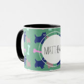 Scottish Terrier Bones Monogram Name Combo Tasse (Vorderseite Links)