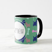 Scottish Terrier Bones Monogram Name Combo Tasse (VorderseiteRechts)