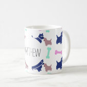 Scottish Terrier Bones Monogram Name Tasse (VorderseiteRechts)