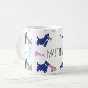 Scottish Terrier Bones Monogram Name Tasse