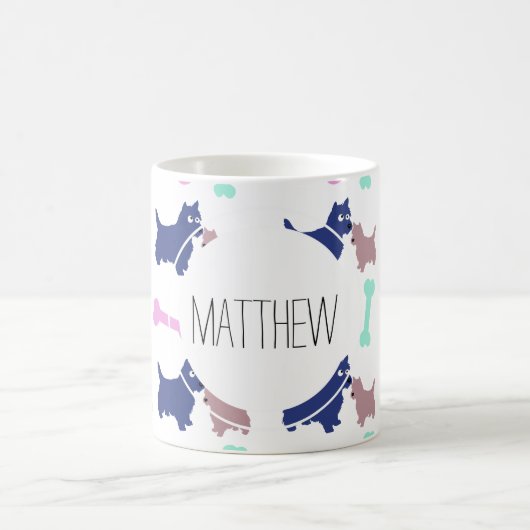 Scottish Terrier Bones Monogram Name Tasse (Mittel)