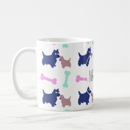 Scottish Terrier Bones Monogram Name Tasse (Links)