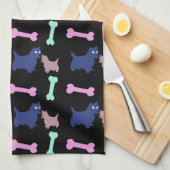 Scottish Terrier Bones wählen Farbe Dogenhandtuch  Küchentuch (Viertel Falte)