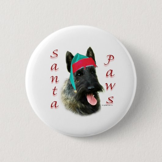 Scottish Terrier (brindle) Santa Paws Button (Vorderseite)