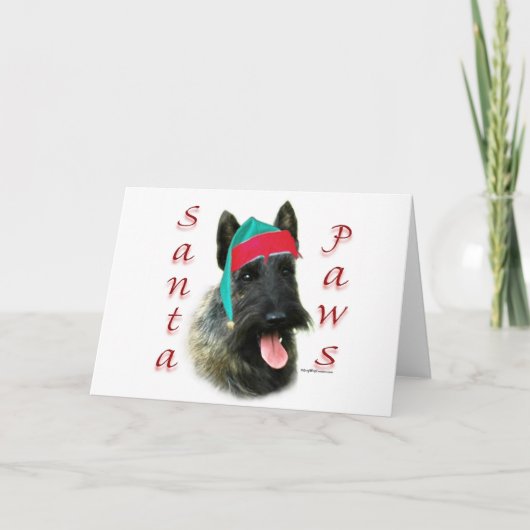 Scottish Terrier (brindle) Santa Paws Feiertagskarte (Vorderseite)