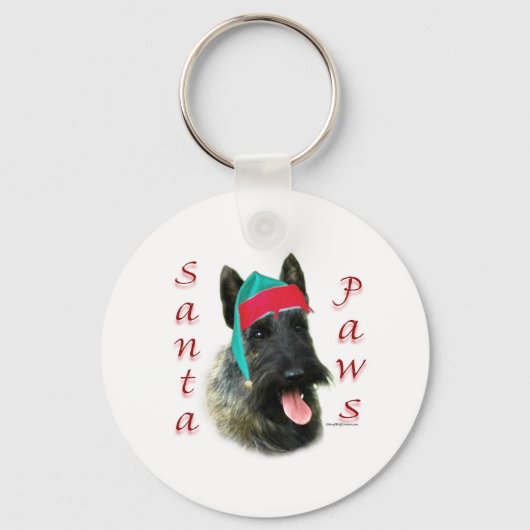 Scottish Terrier (brindle) Santa Paws Schlüsselanhänger (Vorderseite)