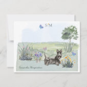 Scottish Terrier Butterfly Monogram & Name Mitteilungskarte (Vorderseite)