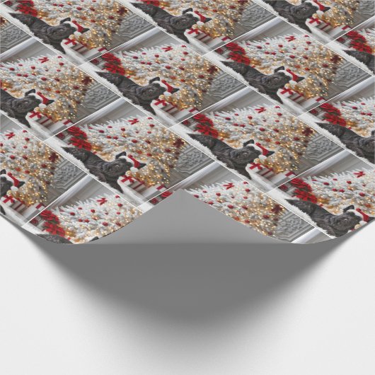 Scottish Terrier By Christmas Tree Geschenkpapier (Ecke)