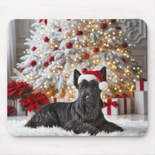 Scottish Terrier By Christmas Tree Mousepad (Vorne)
