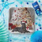 Scottish Terrier By Christmas Tree Pappteller (Party)