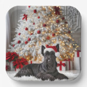 Scottish Terrier By Christmas Tree Pappteller (Vorderseite)