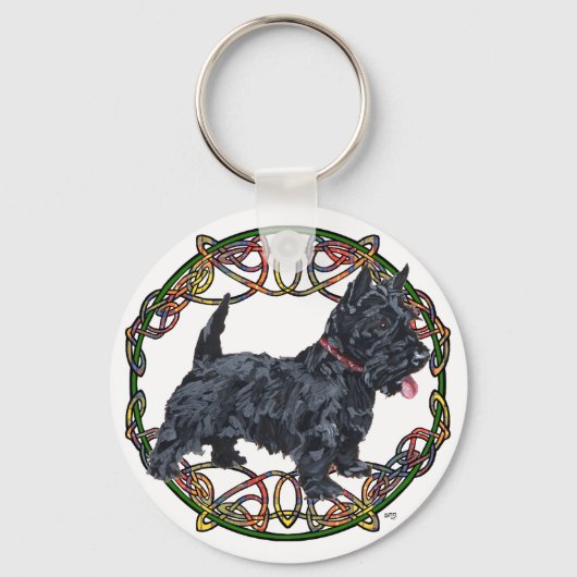 Scottish Terrier Celtic Knüpfarbeit Schlüsselanhänger (Vorderseite)
