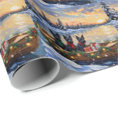 Scottish Terrier Christmas Boat Holiday Geschenkpapier (Rolleneckpunkt)