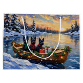 Scottish Terrier Christmas Boat Holiday Große Geschenktüte (Rückseite)