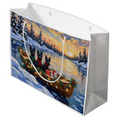 Scottish Terrier Christmas Boat Holiday Große Geschenktüte (Rückseite Schrägansicht)