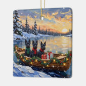 Scottish Terrier Christmas Boat Holiday Keramikornament (Links)