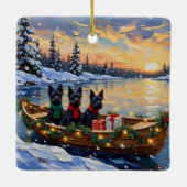 Scottish Terrier Christmas Boat Holiday Keramikornament (Rückseite)