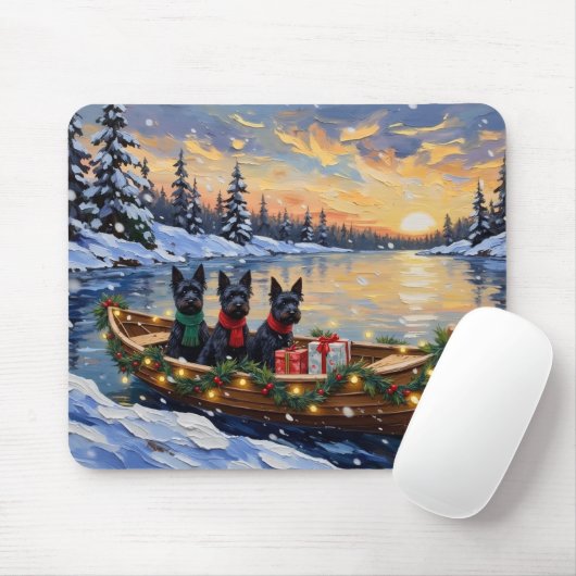 Scottish Terrier Christmas Boat Holiday Mousepad (Mit Mouse)