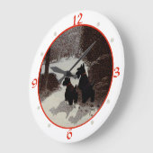 Scottish Terrier Christmas Clock Große Wanduhr (Winkel)