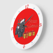 Scottish Terrier Christmas Clock Große Wanduhr (Winkel)