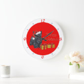 Scottish Terrier Christmas Clock Große Wanduhr (Zuhause)