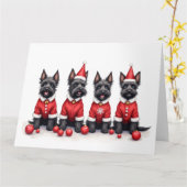 Scottish Terrier Christmas Dress Santa Hat Karte (Gelbe Blume)