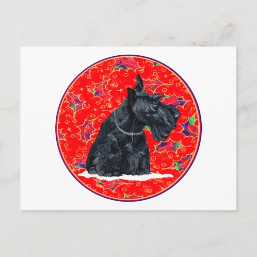 Scottish Terrier Christmas Feiertagspostkarte (Vorderseite)