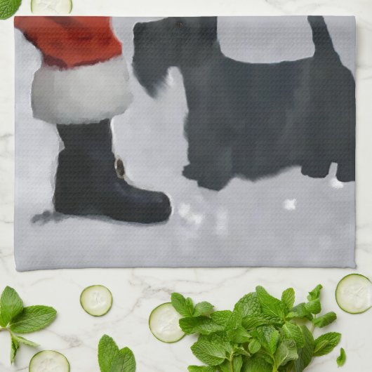Scottish Terrier Christmas Geschirrtuch (Gefaltet)