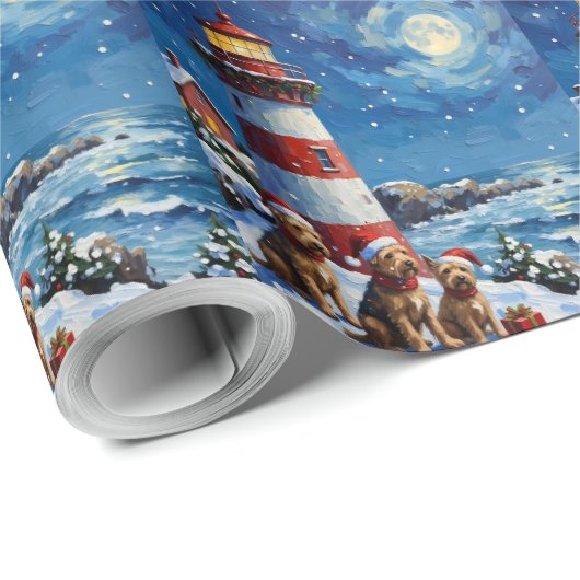 Scottish Terrier Christmas Lighthouse Holiday Geschenkpapier (Rolleneckpunkt)
