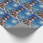 Scottish Terrier Christmas Lighthouse Holiday Geschenkpapier (Ecke)
