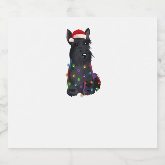 Scottish Terrier Christmas Lights Xmas Dog Lover R Schaumweinetikett (Einzelnes Label)