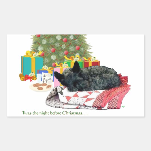 Scottish Terrier Christmas Nickerchen Rechteckiger Aufkleber (Vorderseite)