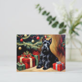 Scottish Terrier Christmas Postkarte (Stehend Vorderseite)