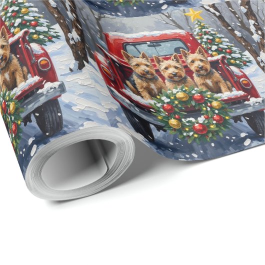 Scottish Terrier Christmas Red Truck Holiday Geschenkpapier (Rolleneckpunkt)