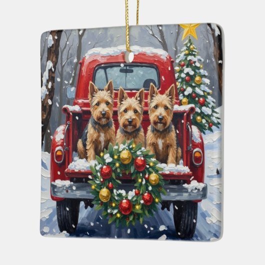 Scottish Terrier Christmas Red Truck Holiday Keramikornament (Links)